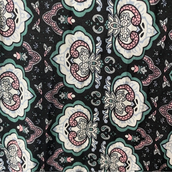 ⚡️ LAST CHANCE MARKDOWN !⭐Boho Fringe Kimono Size Medium Black Print Womens Top - Picture 10 of 11